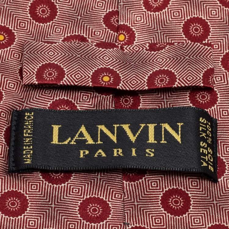 Pre Owned Lanvin Red/Cream Jacquard Silk Tie