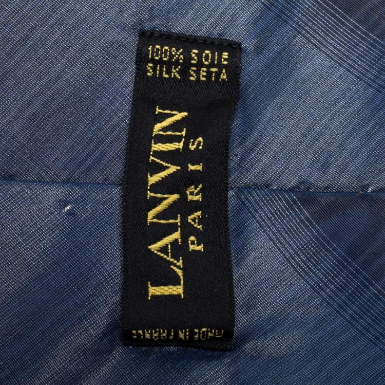 Pre Owned Lanvin Navy Blue Patterned Print Silk Tie
