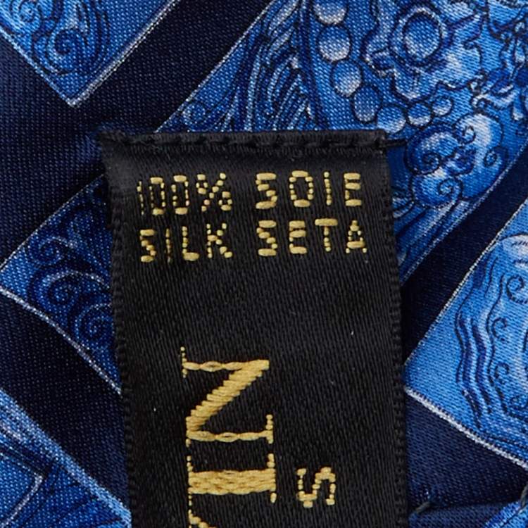 Pre Owned Lanvin Blue Baroque Printed Silk Satin Tie