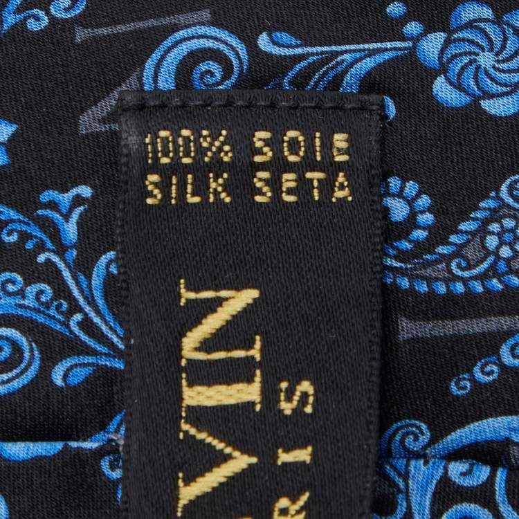 Pre Owned Lanvin Black & Blue Baroque Print Silk Tie