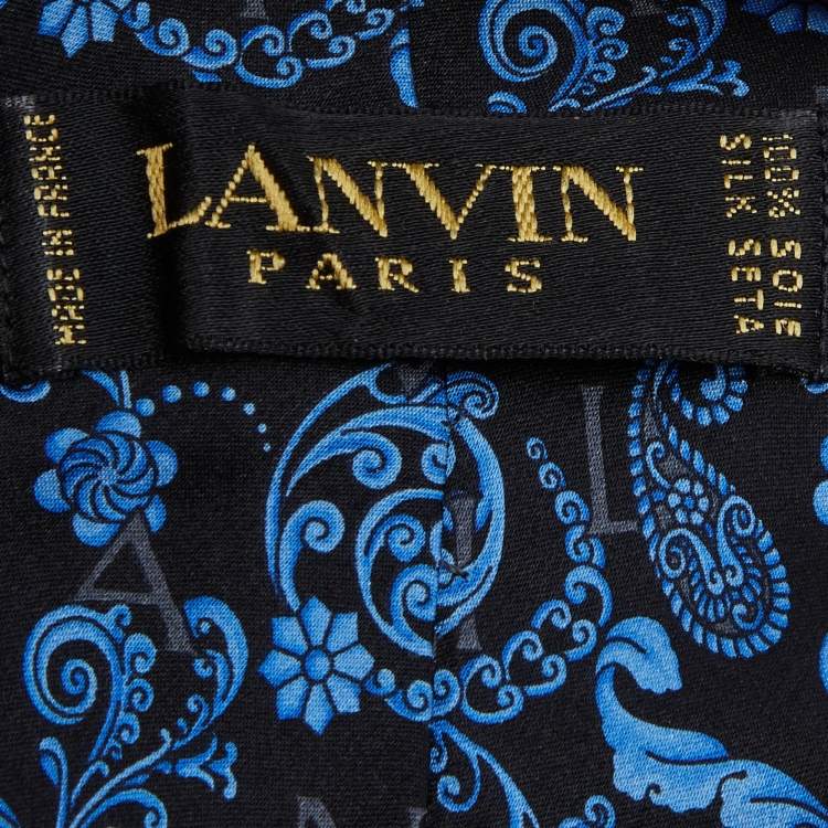 Pre Owned Lanvin Black & Blue Baroque Print Silk Tie