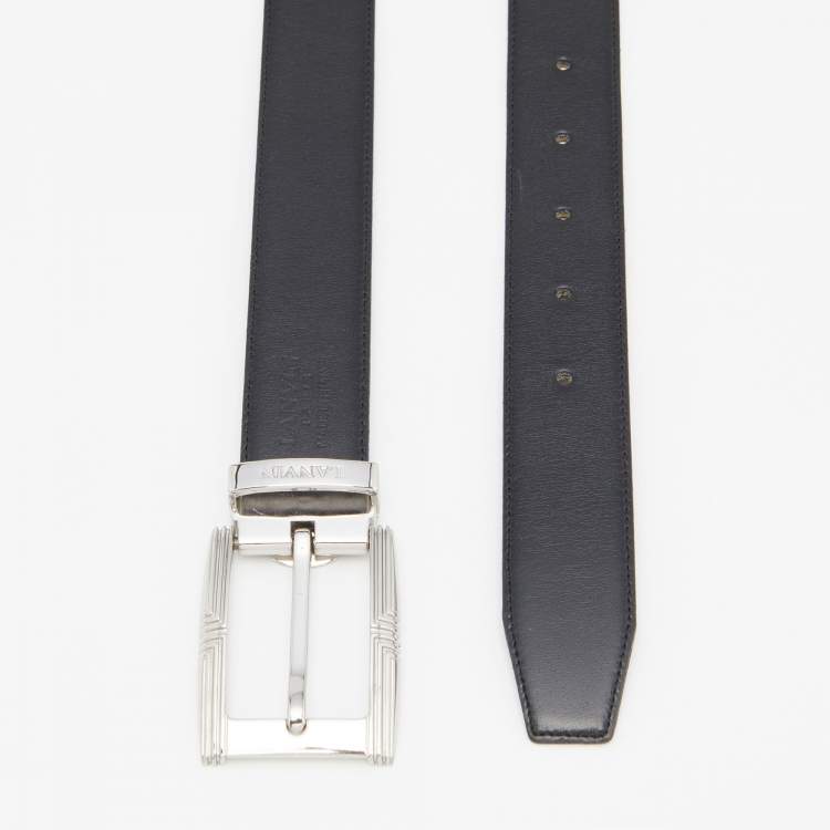 Pre Owned Lanvin Black Leather Buckle Belt 110CM