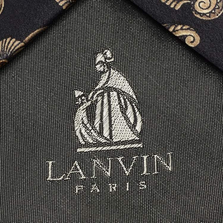 Pre Owned Lanvin Black Printed Silk Tie