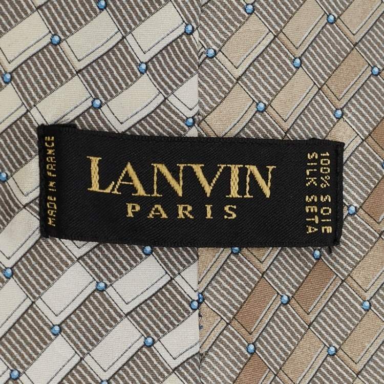 Pre Owned Lanvin Grey Printed Silk Traditional Tie 