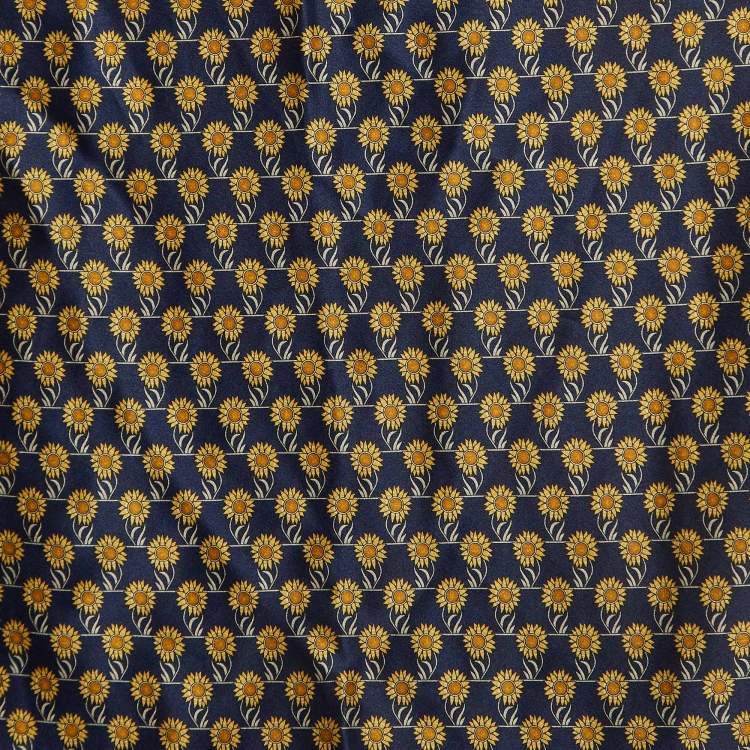 Pre Owned Lanvin Navy Blue Floral Print Satin Silk Pocket Square and Tie 