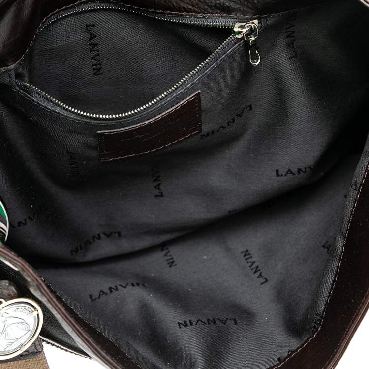 مملوكة مسبقًا Lanvin Dark Brown Leather Double Pocket Messenger Bag