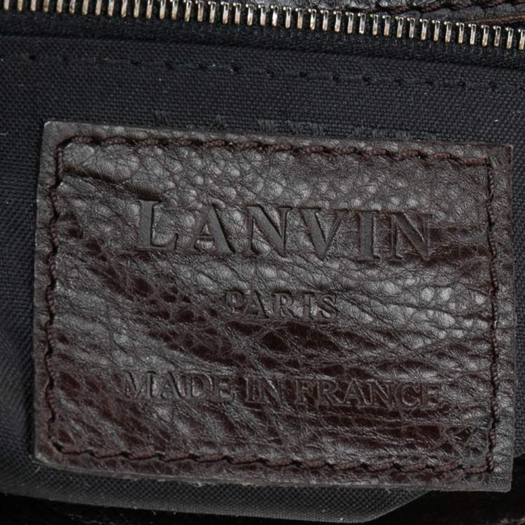 مملوكة مسبقًا Lanvin Dark Brown Leather Double Pocket Messenger Bag