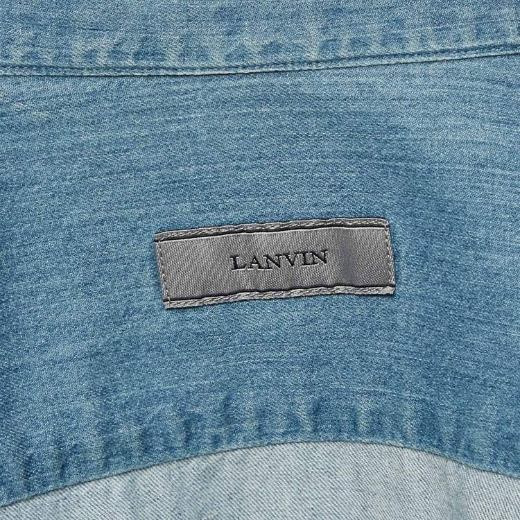 Pre Owned Lanvin Blue Washed Denim Long Sleeve Shirt M