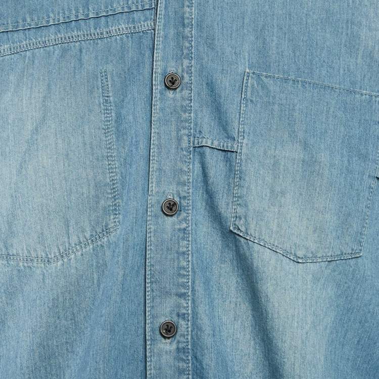 Pre Owned Lanvin Blue Washed Denim Long Sleeve Shirt M