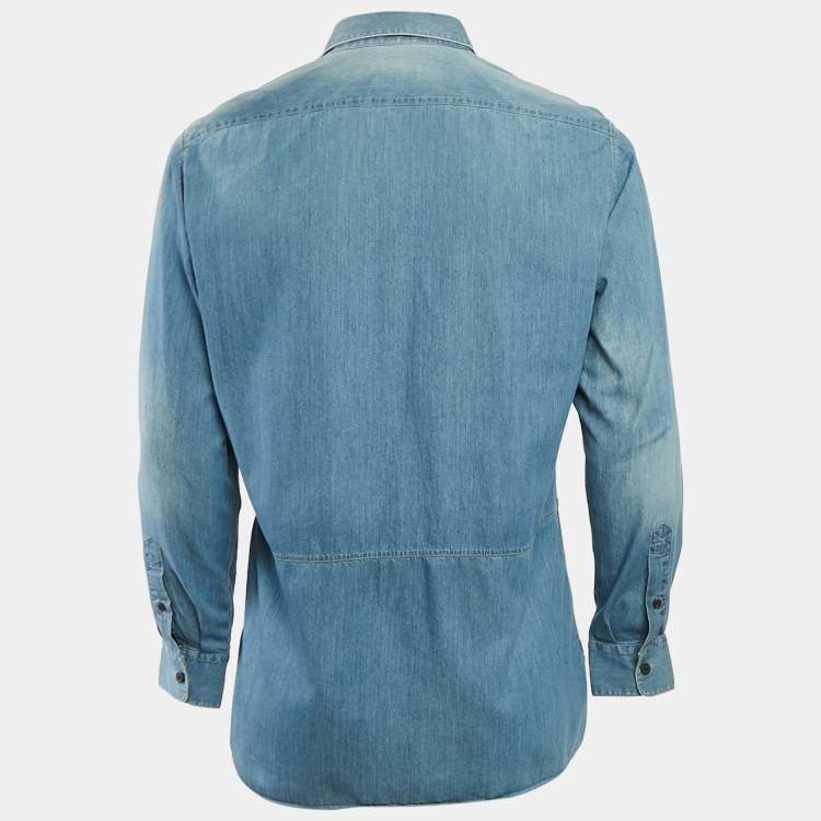 Pre Owned Lanvin Blue Washed Denim Long Sleeve Shirt M
