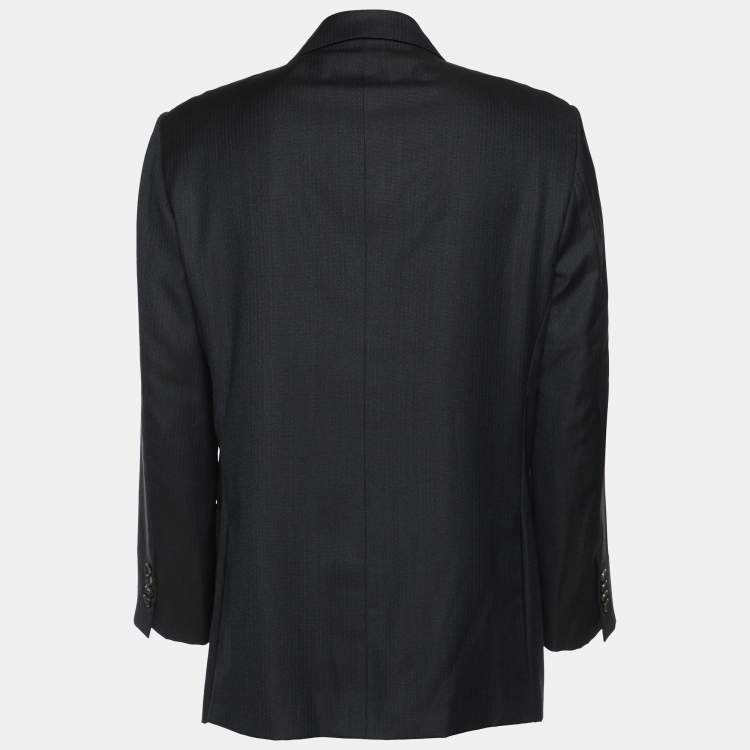 Pre Owned Lanvin Dark Navy Wool Blend Single Breasted Blazer L