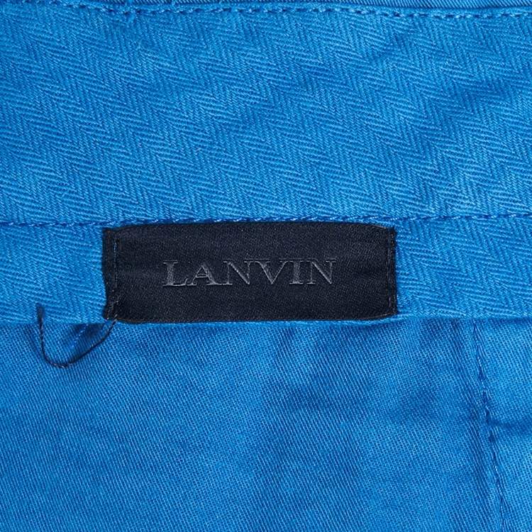 Pre Owned Lanvin Blue Cotton Gabardine Trousers L