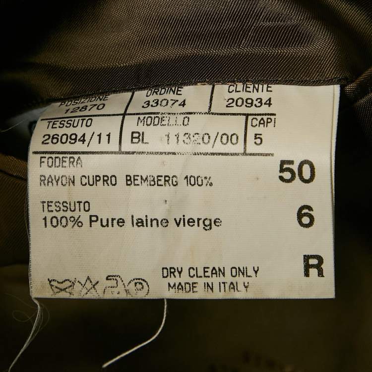 Pre Owned Lanvin Khaki Patterned Wool Regular Fit Blazer L