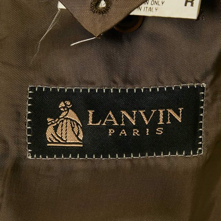 Pre Owned Lanvin Khaki Patterned Wool Regular Fit Blazer L