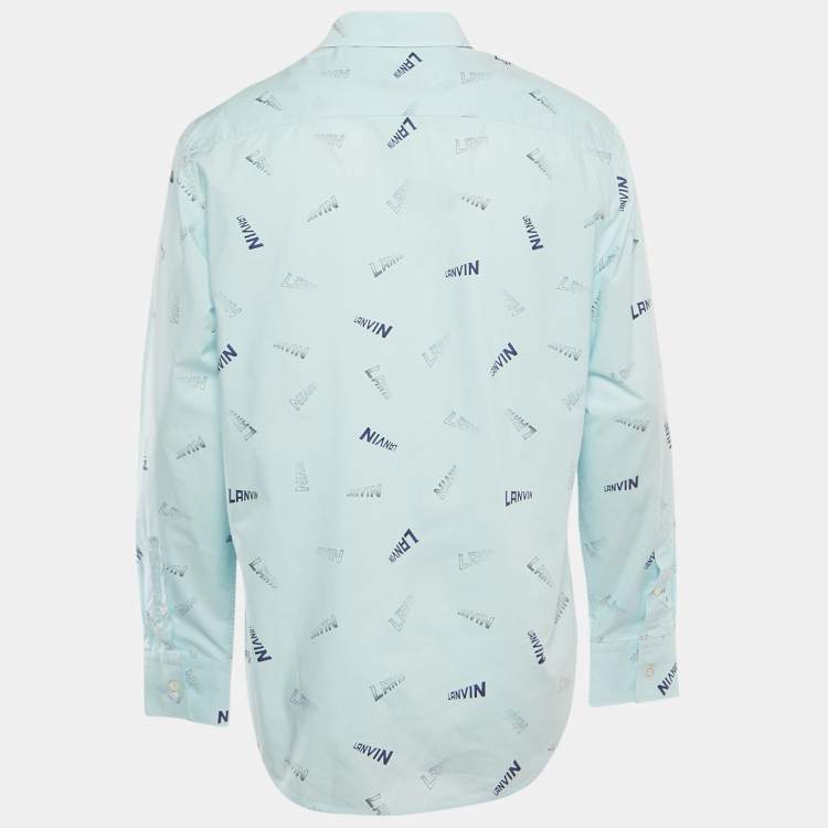 Pre Owned Lanvin Blue All Over Print Cotton Long Sleeve Shirt L