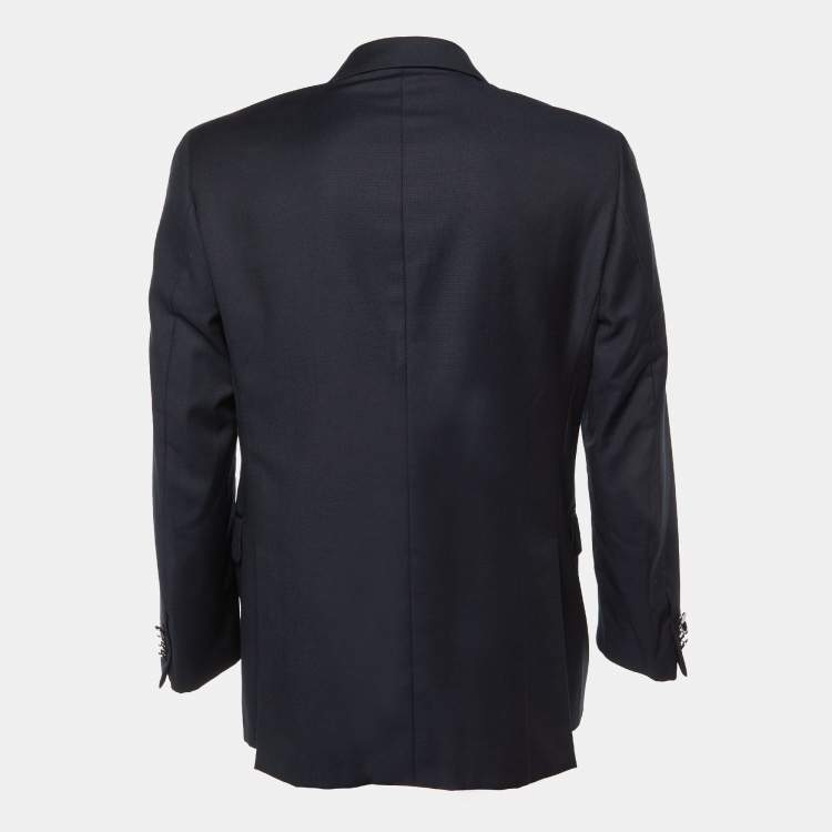 Pre Owned Lanvin Navy Blue/Black Wool Tailored Blazer L  