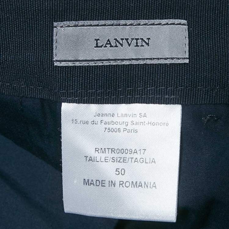Pre Owned Lanvin Navy Blue Gabardine Trousers L