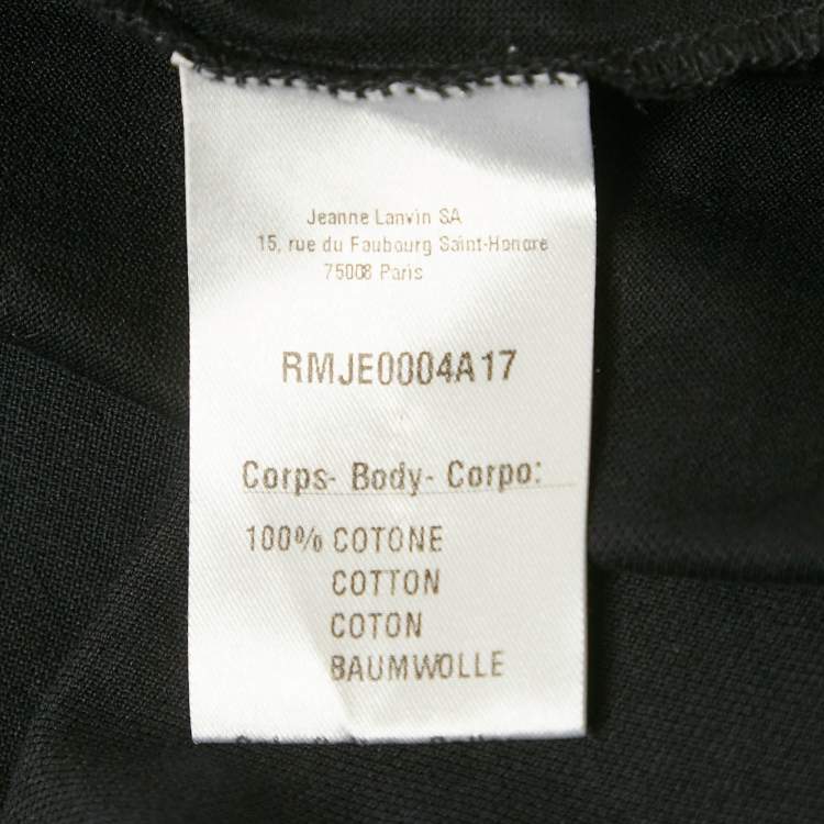 Pre Owned Lanvin Black Pique Long Sleeve Polo T-Shirt L