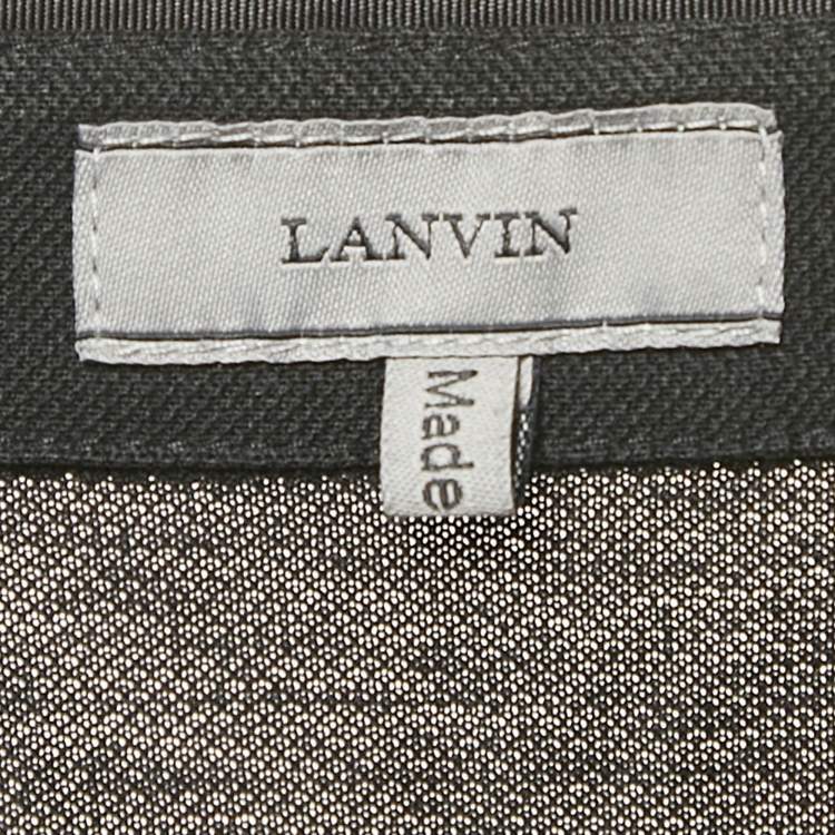 Pre Owned Lanvin Black Pique Long Sleeve Polo T-Shirt L
