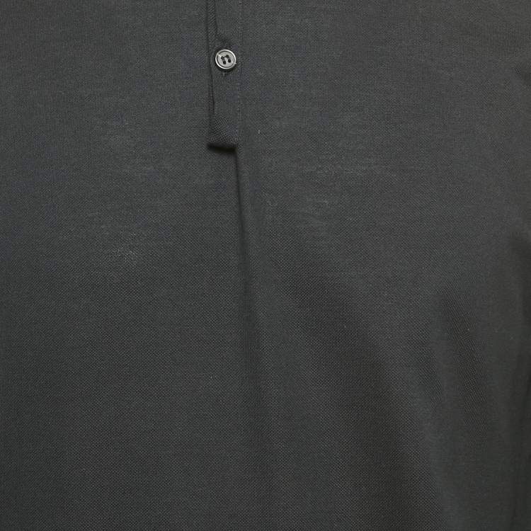 Pre Owned Lanvin Black Pique Long Sleeve Polo T-Shirt L