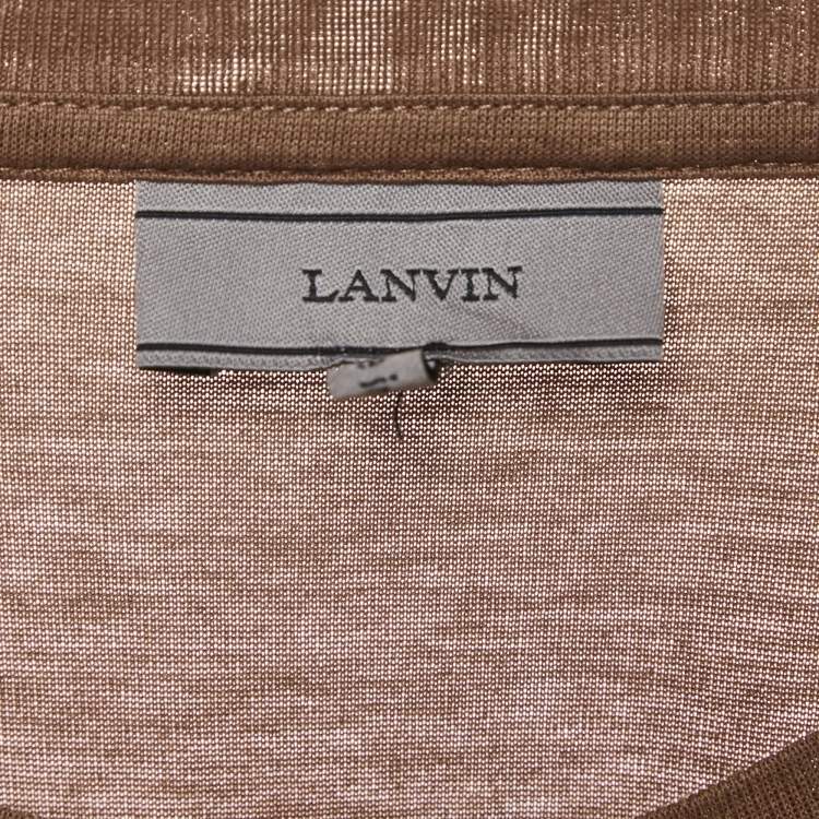 Pre Owned Lanvin Brown Flocked Jersey T-Shirt M