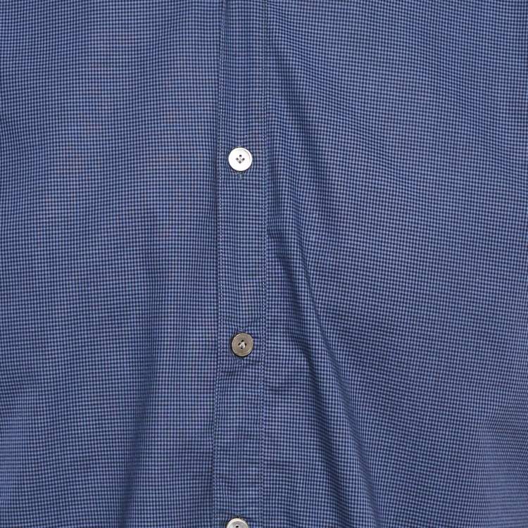 Pre Owned Lanvin Blue Checks Cotton Short Sleeve Shirt L