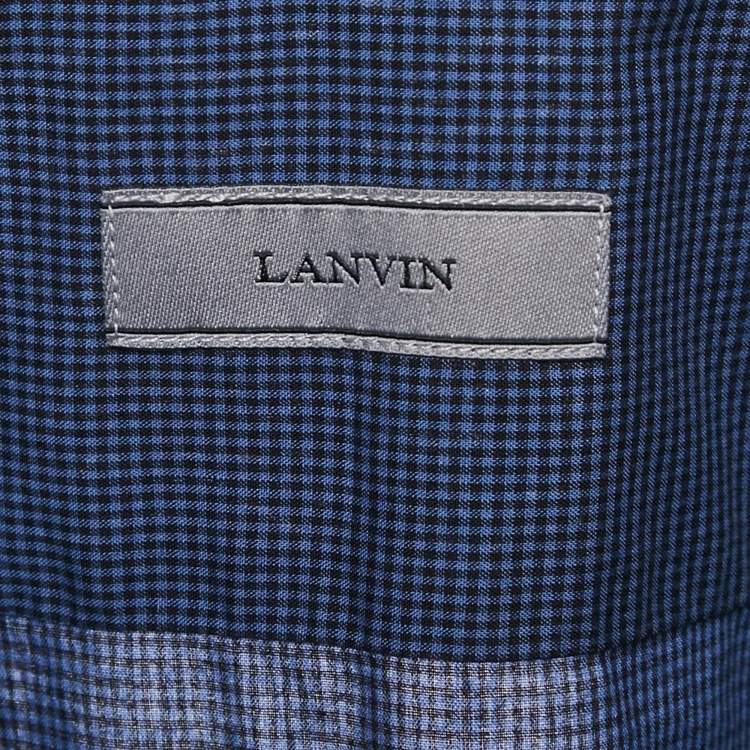Pre Owned Lanvin Blue Checks Cotton Short Sleeve Shirt L
