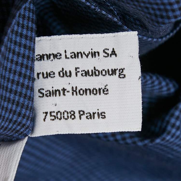 Pre Owned Lanvin Blue Checks Cotton Short Sleeve Shirt L