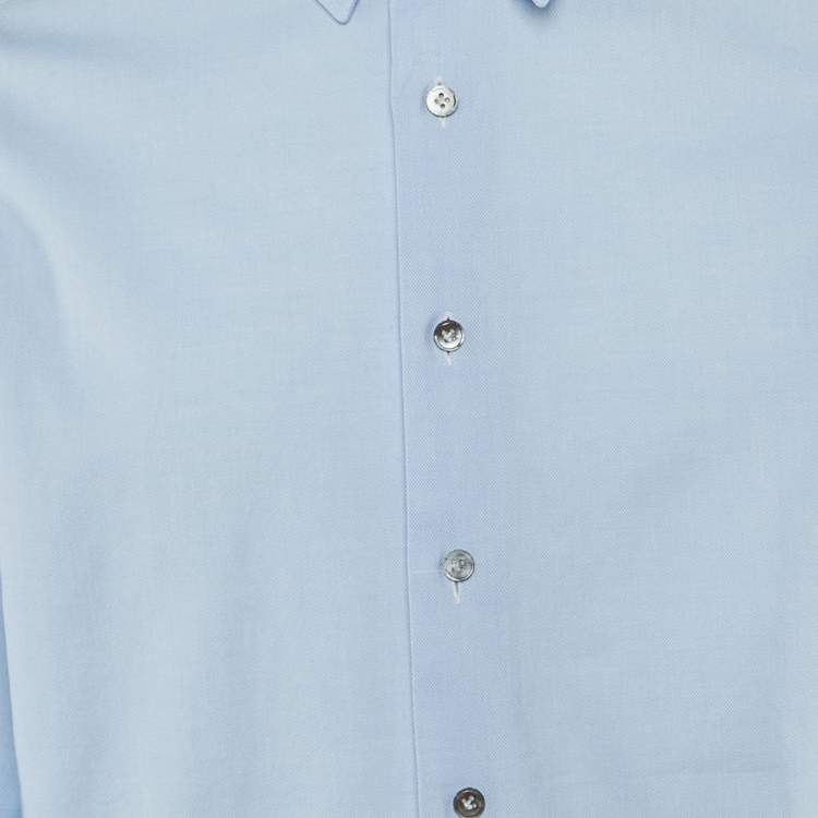 Pre Owned Lanvin Blue Cotton Button Front Shirt M