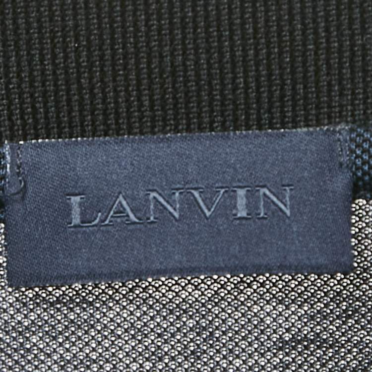 Pre Owned Lanvin Navy Blue Cotton Logo Patch Polo T-Shirt M