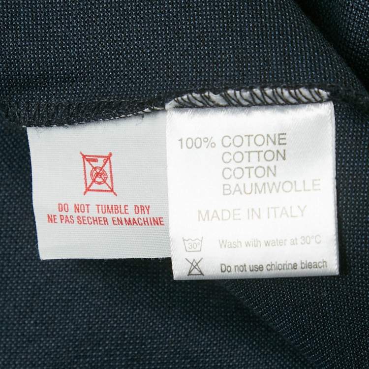 Pre Owned Lanvin Navy Blue Cotton Logo Patch Polo T-Shirt M