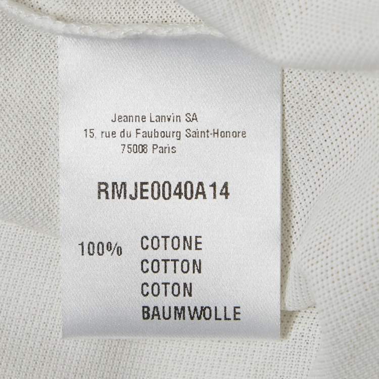 Pre Owned Lanvin White Cotton Embroidered Polo T-Shirt L