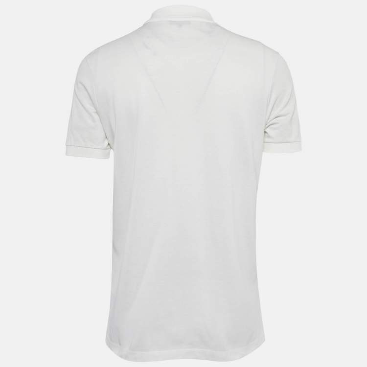 Pre Owned Lanvin White Cotton Embroidered Polo T-Shirt L