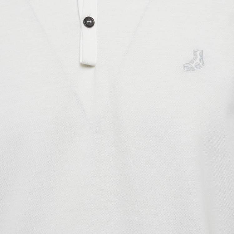Pre Owned Lanvin White Cotton Embroidered Polo T-Shirt L
