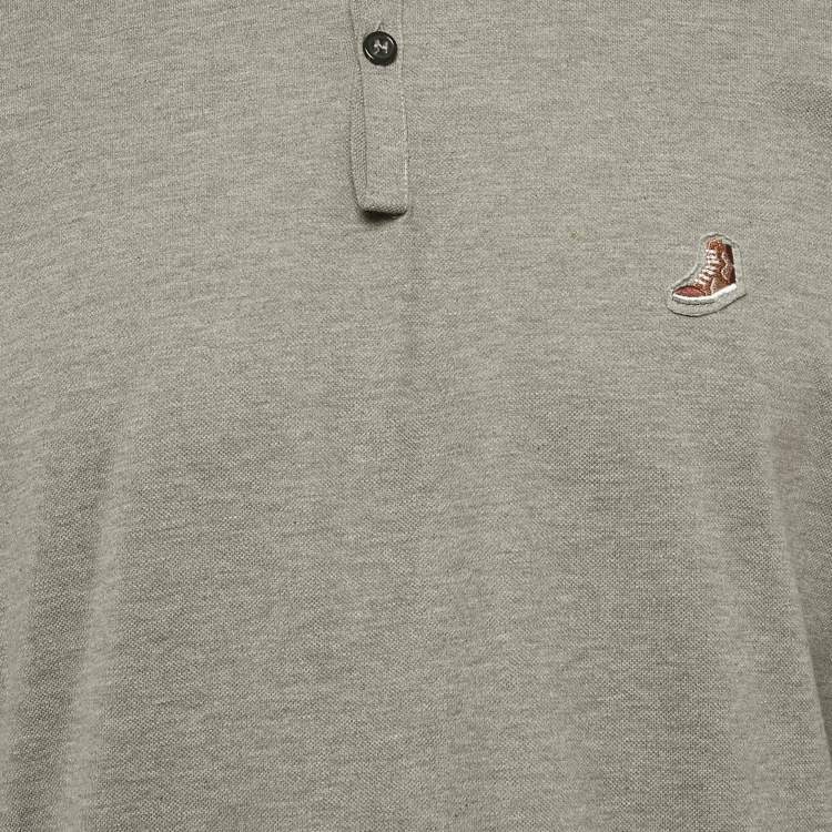 Pre Owned Lanvin Grey Cotton Patch Detail Full Sleeve Polo T-Shirt M