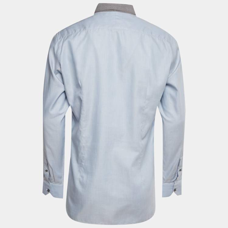 Pre Owned Lanvin Blue Cotton Full Sleeve Shirt M