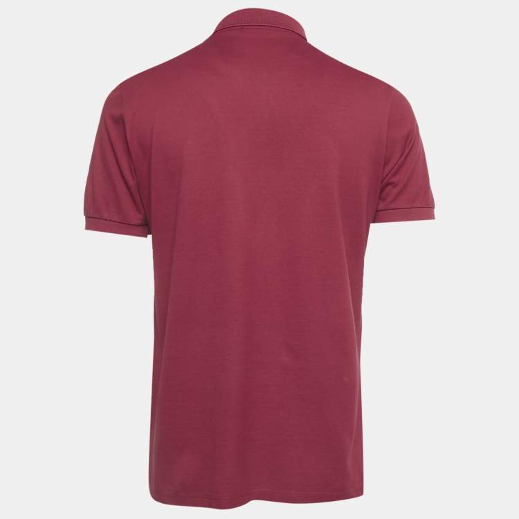 Pre Owned Lanvin Maroon Logo Patch Cotton Polo T-Shirt M