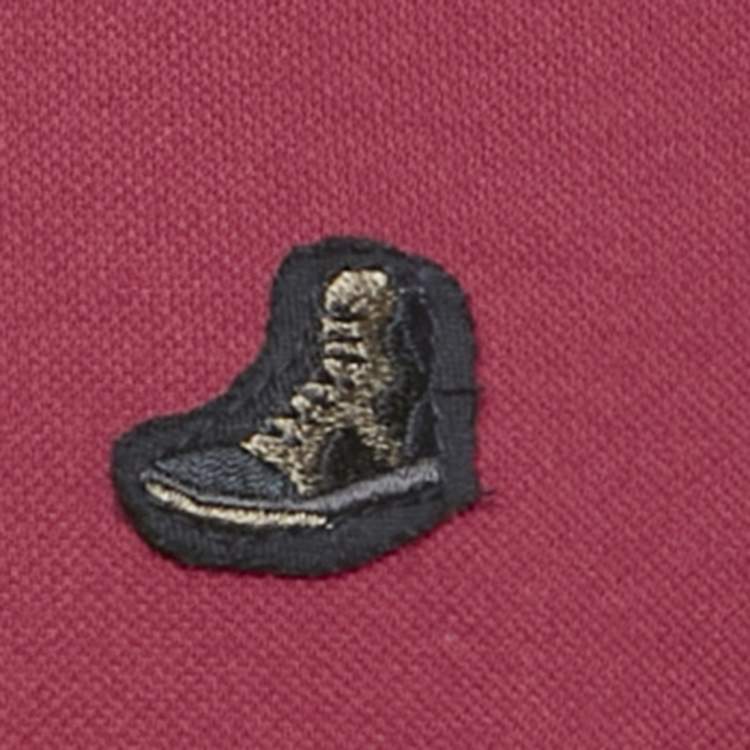 Pre Owned Lanvin Maroon Logo Patch Cotton Polo T-Shirt M