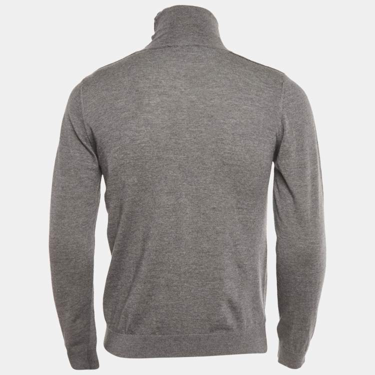 Pre Owned Lanvin Grey Wool Knit Mock Neck Sweater M