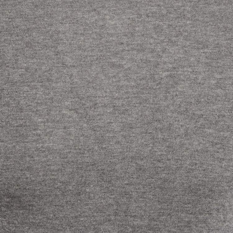 Pre Owned Lanvin Grey Wool Knit Mock Neck Sweater M