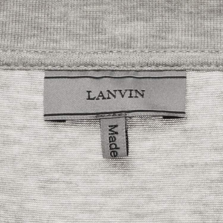 مملوكة مسبقًا Lanvin Grey Logo Reflective Tape Printed Cotton Knit T-Shirt 3XL