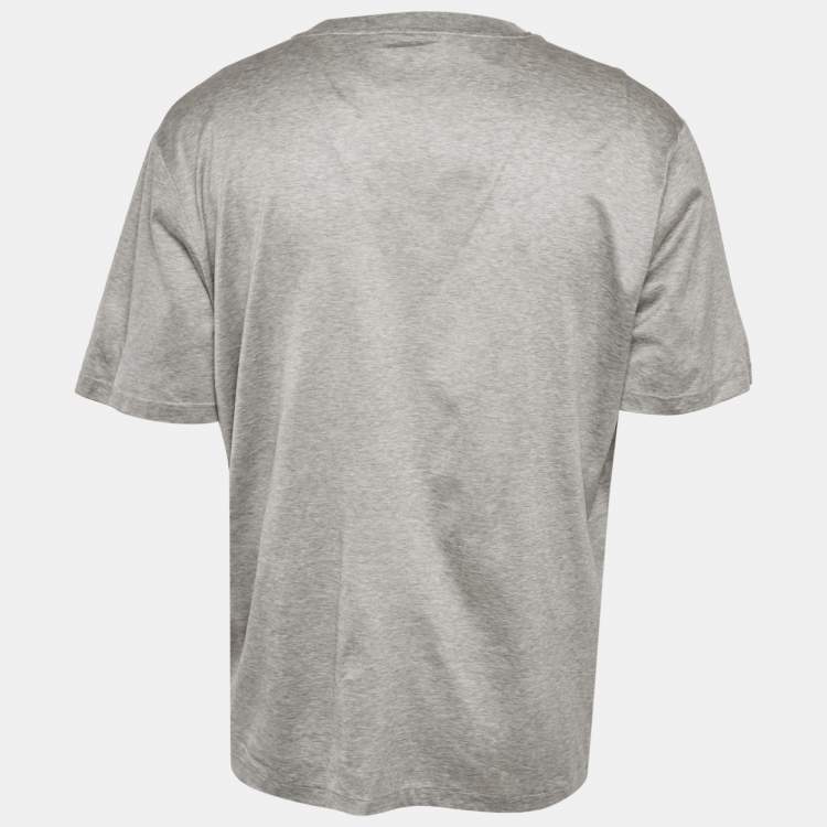 مملوكة مسبقًا Lanvin Grey Logo Reflective Tape Printed Cotton Knit T-Shirt 3XL