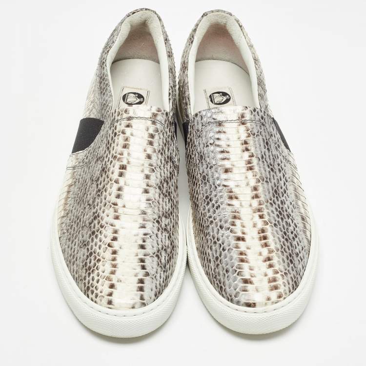 Pre Owned Lanvin Muticolor Water Snake Slip On Sneakers Size 41