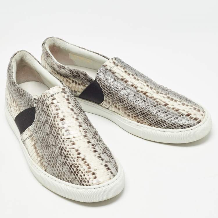Pre Owned Lanvin Muticolor Water Snake Slip On Sneakers Size 41