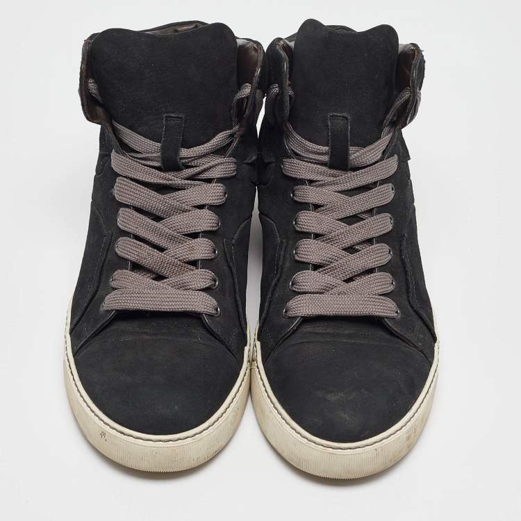Pre Owned Lanvin Black Nubuck High Top Sneakers Size 42
