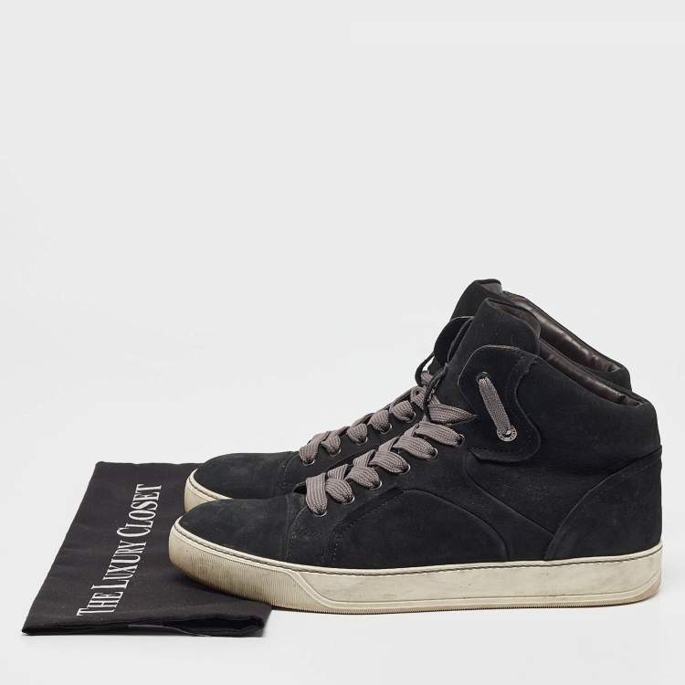Pre Owned Lanvin Black Nubuck High Top Sneakers Size 42