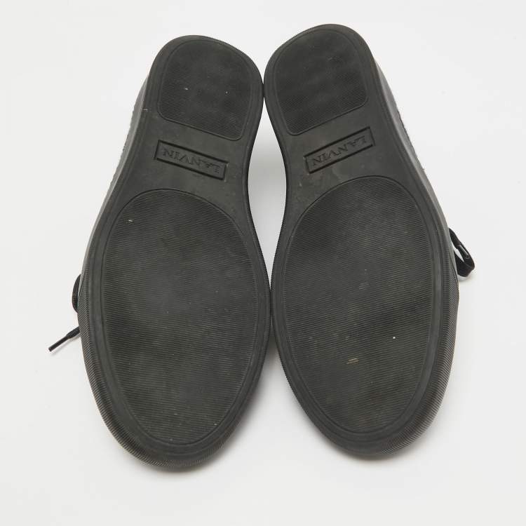 Pre Owned Lanvin Black Leather and Tweed Lace Up Sneakers 41