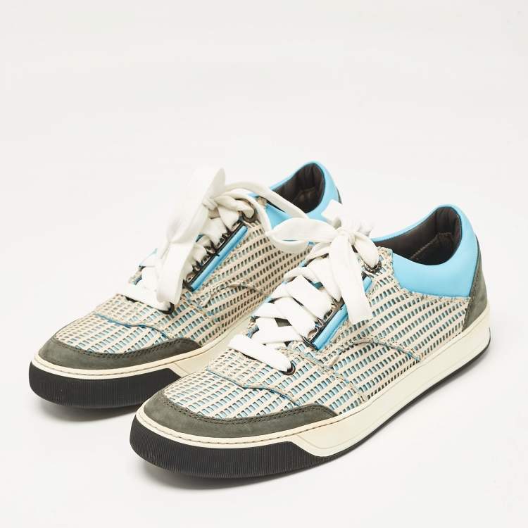 Pre Owned Lanvin Multicolor Leather and Nubuck Leather Lace Up Sneakers Size 43