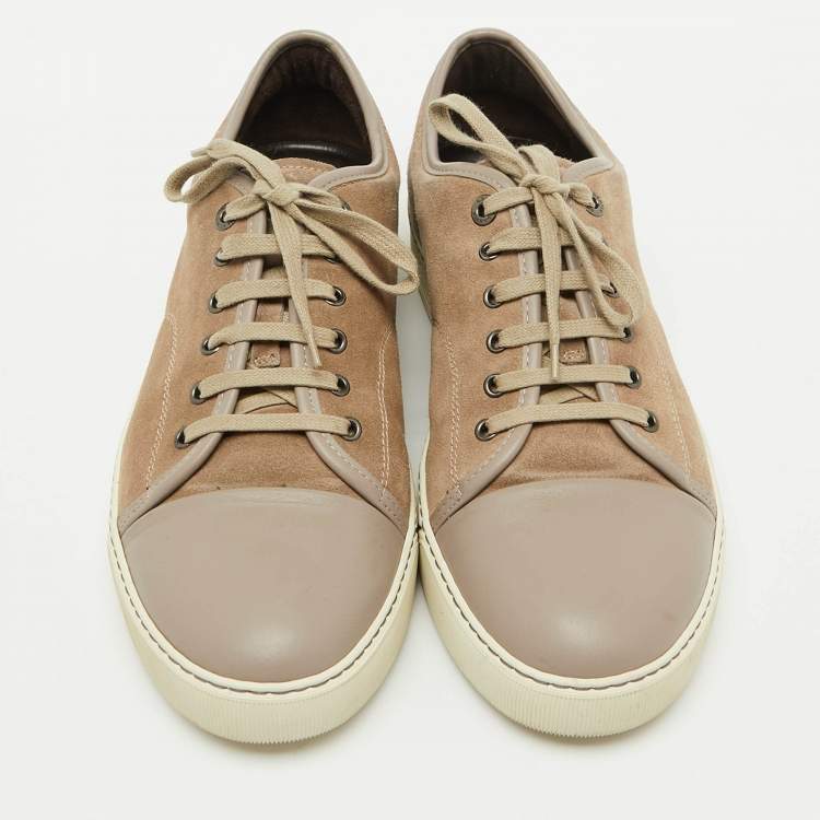 Pre Owned Lanvin Beige/Light Grey Suede and Leather DDB1 Low Top Sneakers Size 43