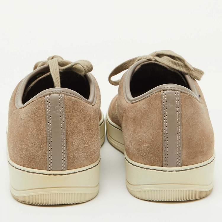 Pre Owned Lanvin Beige/Light Grey Suede and Leather DDB1 Low Top Sneakers Size 43